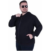Resim Starbattal Büyük Beden Basic Mevsimlik Fermuarlı Kapüşonlu Sweat 22751 Sıyah Siyah 