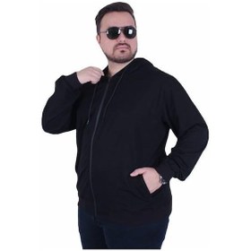 Resim Starbattal Büyük Beden Basic Mevsimlik Fermuarlı Kapüşonlu Sweat 22751 Sıyah Siyah 