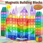 Resim 73 Parça Yenilikçi Manyetik Yapı Blokları Seti, 3-10 Yaş Kız ve Erkek Çocuklar İçin Renkli Pencere 3D Puzzle Oyuncağı, Kolay Yığma Tasarımı ile El-Göz Koordinasyonu ve Mekansal Hayal Gücü Geliştirir, Yaratıcı İnşaat, STEM Öğrenimi ve Tatil Hediyesi için İdeal 