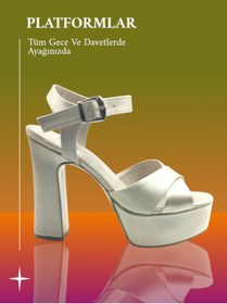 Resim Escarpinshoes KADIN PLATFORMLU BANTLI KALIN TOPUKLU GECE AYAKKABISI 