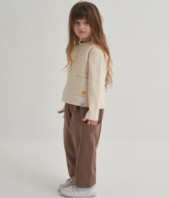 Resim Unisex Çocuk İnterlok Yandan Cepli Pantolon Kahve - 2-3 Yaş 