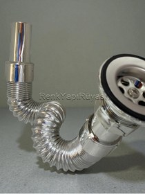 Resim RENK YAPI RÜYASI GRİ KROM LAVABO SİFONU KÖRÜKLÜ RAKORLU KOKU ÖNLEYİCİ GİDER BORUSU MUTFAK BANYO LAVABO SİFONU 