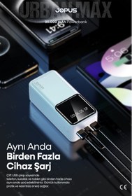 Resim Jopus 30000mAh Powerbank LCD Ekranlı Taşıma Askılı Güçlü Taşınabilir Şarj Cihazı Beyaz JP-P12 