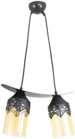 Resim Lambadar Ikili Taçlı Motif Balcam Kayık Model Tarz Sarkıt Avize Siyah Tek Ebat Unisex 3563-2Blktacbalcam 