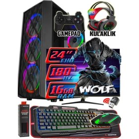 Resim Warbox Wolf 24" 180hz Monitör Xeon X5650 16GB Ram 256GB SSD 250GB HDD R7 240-4GB E.kartı Gaming Takım Bilgisayar 