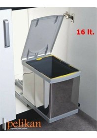 Resim Pelikan Raylı Dolap Içi Çöp Kovası 21700 Paslanmaz Krom 16 L 