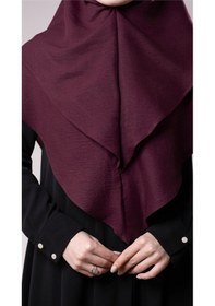 Resim Hürrem Bone Bordo Pratik Hazır Geçmeli Tesettür Eşarp Pamuk Caz Kumaş Çift Katlı Düz Hijab 2303 16 