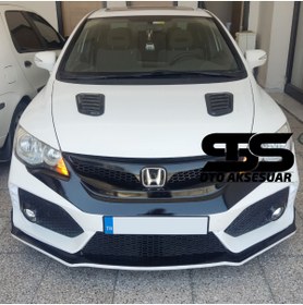 Resim STS Oto Aksesuar Honda Civic Fd6 Uyumlu Piano Black Kaput Üstü Havalandırma Izgarası 