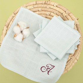 Resim 5'li A Harf Nakışlı Mendil Set - Su Yeşili Muslin 