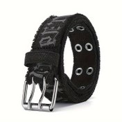 Resim Günlük Erkek Kabartmalı Kemer Vintage Tuval Suni Deri Kayış 