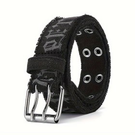 Resim Günlük Erkek Kabartmalı Kemer Vintage Tuval Suni Deri Kayış 