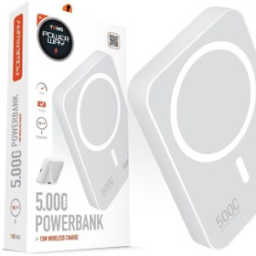 Resim Powerway 5.000mAh PD15W Magsafe Kablosuz Wireless Taşınabilir Şarj Cihazı Beyaz Powerbank TXM5 
