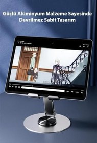 Resim Coofbe Alüminyum Yükseklik Ayarlı 360° Dönebilen Tablet Laptop Standı Masaüstü Telefon Tutucu Kaymaz Ped Mor 