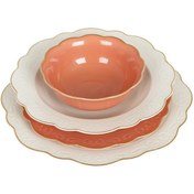 Resim Lucky Art LYXI 020 Laurance Krem&Yanık Turuncu renkli New Bone China Yemek Takımı 24 parça 