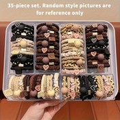 Resim 35 Adet Bohem Tarzı Kadın Saç Bantları, İnce/Kalın Saçlar ve Spor İçin Uygun Sevimli Bilezik Stili Zararsız Elastik Bantlar 