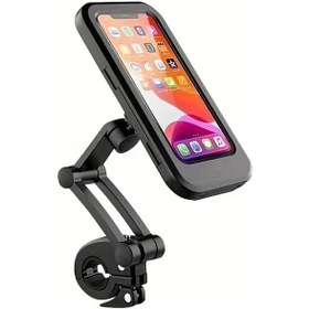 Resim Chuangyinshop Siyah Su Geçirmez Abs Motosiklet Telefon Tutucu - Manyetik Tasarlı Teleskobik Siyah 