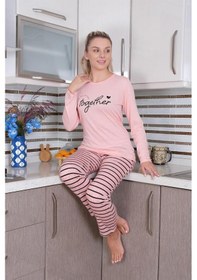 Resim Akbeniz Kadın Penye Uzun Kol Pijama Takım 4190 - 2xl Pembe 