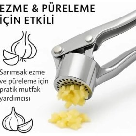 Resim Sarımsak Ezici - Kollu Pres Modeli | Dayanıklı Krom Malzeme | Ergonomik Tutma Sapı | Ezme ve Püreleme Için Pratik Mutfak Yardımcısı 
