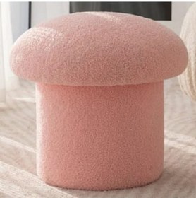Resim Mantar Puf Pembe Puf Koltuk Teddy Kumaş 