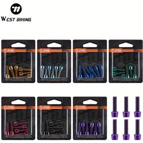 Resim WEST BIKING'den 6 adet M5 x 18mm Düğme Başlı Soket Kapak Vidaları - Bisiklet Gövdeleri için Alüminyum Alaşımlı Altıgen Civatalar, Tam Dişli, Siyah, Çok Renkli Ambalaj (Altın, Mavi, Yeşil, Mor), Çok Yönlü Bisiklet Vidalari | Canlı Tasarım | Altıgen Sürücü Uyumluluğu 
