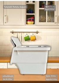 Resim Tekli Tekerlekli Patateslik Soğanlık Oyuncak Kutusu Sebzelik Organizer Kutu Krem 12 Lt Krem 