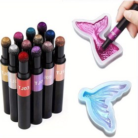 Resim Ayna Parıltılı Toz Kalemi DIY Reçine Kalıp Pigment Dekorasyon Yastık Kalemi 