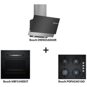 Resim Bosch HBF534EB3T - POP6C6O10O - DWK65AD60R Siyah Ankastre Set 