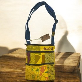 Resim Vintage Renkli Etnik Salaş Küçük Boy Plaj Günlük Kadın Kol Omuz Çantası 24cm X 29cm Sarı - Yeşil 