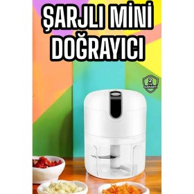Resim Ronanna Şarjlı Portatif Doğrayıcı Mini Pratik Rondo El Doğrayıcı Üç Bıçaklı Çelik Bıçaklı 