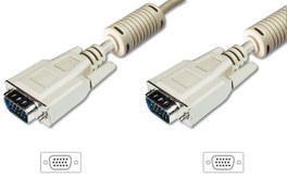 Resim Digitus AK-310103-030-E 3 Mt VGA to VGA Erkek-Erkek AWG28 3Coax\u002F7C Bej Görüntü Kablosu 