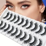 Resim 10 Çift Yüksek İmitasyon El Yapımı Sahte Kirpik, Kabarık ve Kalın Saçlarla, Doğal Sahte Kirpikleri Taklit Eder, Sahne Makyaj Kirpikleri için Uygun 