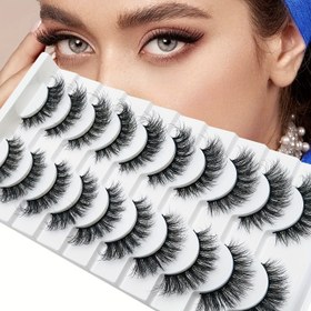 Resim 10 Çift Yüksek İmitasyon El Yapımı Sahte Kirpik, Kabarık ve Kalın Saçlarla, Doğal Sahte Kirpikleri Taklit Eder, Sahne Makyaj Kirpikleri için Uygun 