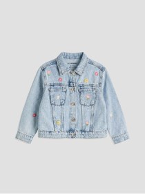 Resim LC Waikiki NEVAVM Farkıyla LCW Kids Mavi Gömlek Yaka Çiçekli Kız Çocuk Jean Ceket - S6N920Z1-V2T 