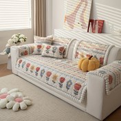 Resim 1 Bohemian Peluş Polar Koltuk Örtüsü - Sıcak, Rahat ve Şık Canlı Çiçek Desenli Kanepe Koruyucu, Makinede Yıkanabilir, Tek Kişilikten Dört Kişiliye Uygun Kanepeler için Dekoratif Minder Kaplamaları | Peluş Kumaş 