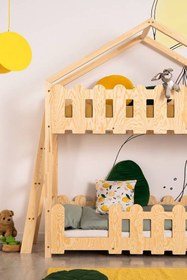 Resim MiniWood Markaawm Palazzo Montessori Yatak Çatılı Ranza Çocuk Karyola 