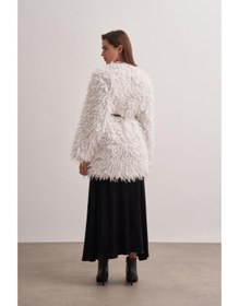 Resim Kıvırcık Kuşaklı Peluş Kap - Beyaz / 1 
