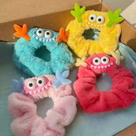 Resim Kadınlar için Sevimli Canavar Peluş Saç Bağları - Büyük Gözlü Yumuşak Elastik Saç Bantları, Çok Renkli Çeşit (Mavi, Pembe, Sarı, Yeşil, Mor) - Günlük ve Parti Stilleri İçin Her Mevsim Aksesuar 