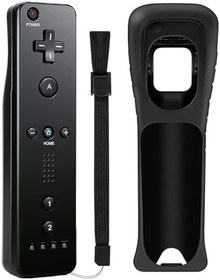 Resim Mribo Wii Controller, yedek kontrol cihazı, silikon kılıflı ve bilek kayışlı oyun kumandası, Nintendo Wii ve Wii için, U-siyah 