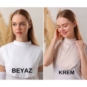 Resim Melodi Scarf Kadın Tesettür Beyaz Krem 2 Adet Pamuklu Boyunluk 