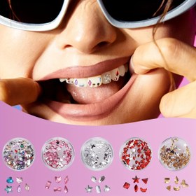 Resim 100 Adet Y2K Esintili Işıltılı Diş Süsleri - Günlük Kıyafetler & Noel Partileri İçin Reçine Diş Takıları 