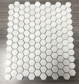 Resim onmer doğaltaş Mermer Su jeti Mozaik 2,3x2,3 Cm Hexagon K.paşa beyaz honlu 