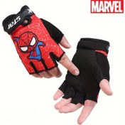 Resim Marvel bir çift Spider-Man çizgi film parmaklık olmayan eldivenler, bisiklet spor fitness dış mekan eldivenleri, kampçılık, balık tutma ve bisiklete binme için mükemmel 