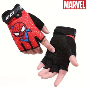 Resim Marvel bir çift Spider-Man çizgi film parmaklık olmayan eldivenler, bisiklet spor fitness dış mekan eldivenleri, kampçılık, balık tutma ve bisiklete binme için mükemmel 