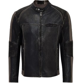 Resim Derimod Barry Erkek Gri Hakim Yaka Slim-Fit Deri Mont 25WGF65862R 