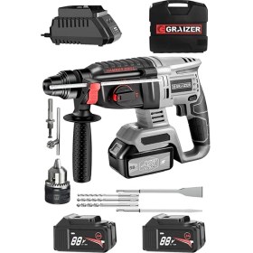 Resim Graizer Alman 88 V 5 Ah Bakir Sargılı Çift Metal Şanzuman Akülü Kiricı Delici Hilti Matkap Yedek Mandren 