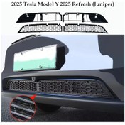 Resim Honeybeeshop Tesla Model Y 2025 7.62cm Bölünmüş Böcek Ekranı Siyah Abs Ön Gölgelik Koruma 5 Koltuklu Araç Böcek Bariyeri Modern Estetik 