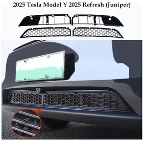 Resim Honeybeeshop Tesla Model Y 2025 7.62cm Bölünmüş Böcek Ekranı Siyah Abs Ön Gölgelik Koruma 5 Koltuklu Araç Böcek Bariyeri Modern Estetik 