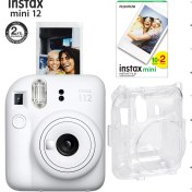 Resim Instax Mini 12 Beyaz Fotoğraf Makinesi-20'li Film ve Şeffaf Kılıf Seti 