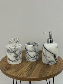 Resim ATAY MERMER TASARIM Leylak Mermer Banyo Seti 3 Lü 