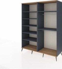 Resim Kronos Gardrop 7 Raflı 2 Askılı 176x59x221 Antrasit-çam/antrasit Beyaz 